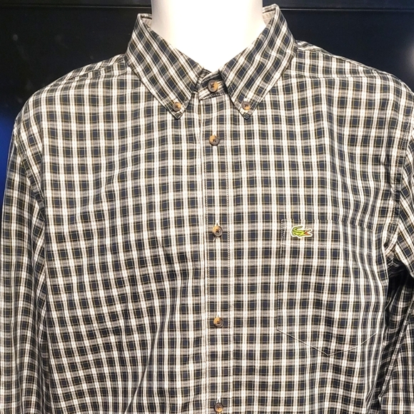 Men's Plaid Lacoste long sleeve shirt in M/L size 41 Regular Fit - Picture 1 of 4